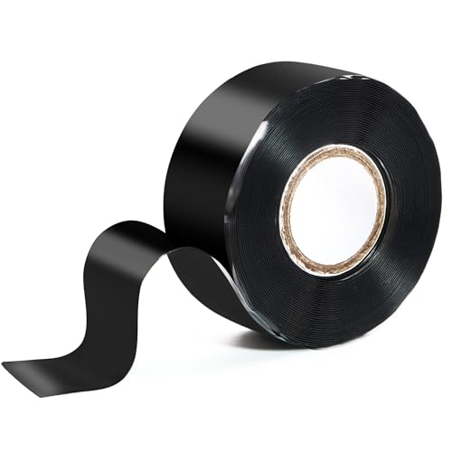 PackYard Self Fusing Silicone Tape 1 in x 16.4' Black Waterproof Rubber Leak Proof Sealing Silicone Rubber Self-amalgamating Tape for Emergency Hot and Cold Water Pipe Repairs and Tool Fixation