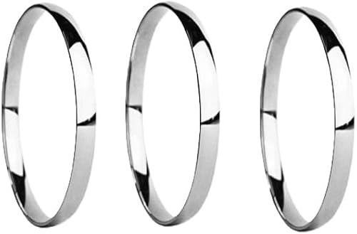 3-piece set of 5mm stainless steel bangles, 68mm diameter