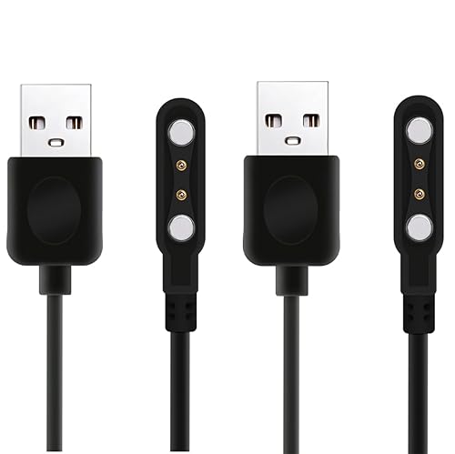 Aliwisdom [2 Pack] Universal Smart Watch Charger Magnetic 4mm, Smartwatch Accessories Universal 2 Pin Magnetic Replacement Charger Compatible Cable Contact pin spacing 3.8mm - 4.2mm
