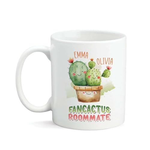 Customized Fancactus Roommate Coffee Mugs, Personalized Name On Ceramic Mug