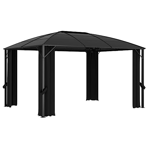 ANYCHOLE Gazebo with Curtains 157.5"x118.1"x104.3" Anthracite Lawn Structure - Image 6