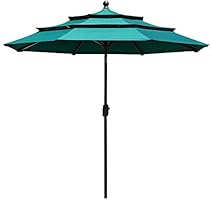 EliteShade Sunbrella 9Ft 3 Tiers Market Umbrella Patio Outdoor Table Umbrella with Ventilation and 5 Years Non-Fading...