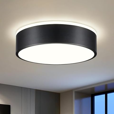 Goomavi Dimmable LED Black Ceiling Light, 2700K-6000K 5CCT Flush Mount Ceiling Light Fixtures, Minimalist Round Ceiling Lamp for Bedroom, Kitchen, Hallway, Laundry Room Cover