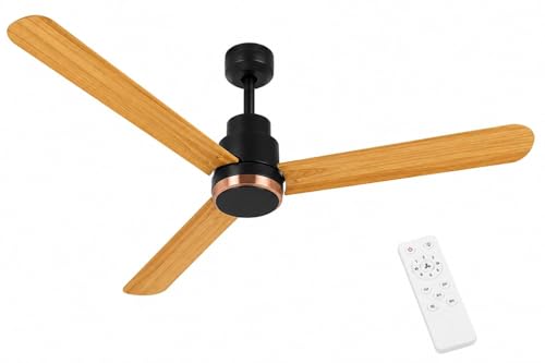 Image of BLDC Premium Range Ingenio 1200mm (48 Inch) Ceiling Fan, 32W Energy Efficient Motor, 350 RPM Performance, 220 CMM Air Delivery, Remote Control Included (Golden Oakwood)
