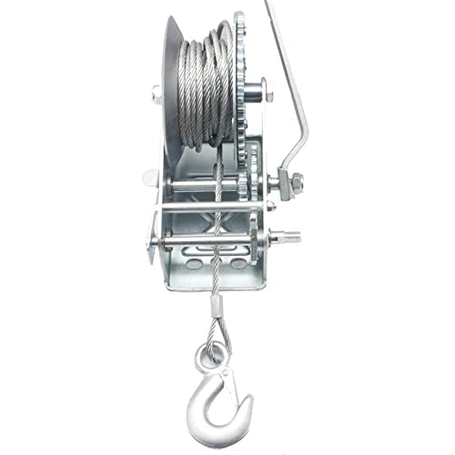 icVantA 3500Lbs Manual Winch Dual Gear Hand Winch Hand Crank Manual Boat ATV Rv Trailer 33Ft Cable Solid Wire Rope (Color : 1600 lb Wire Rope 8M) (2000lb Wire Rope 8M)