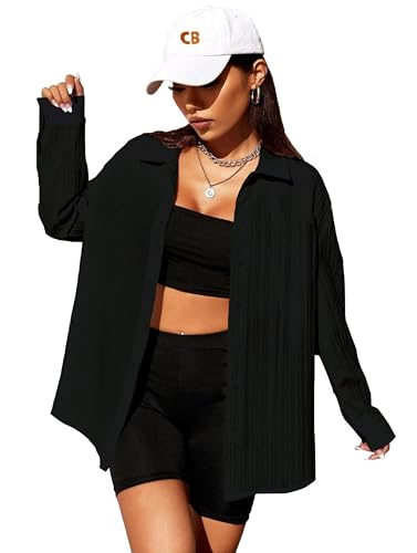 Image of CB-COLEBROOK Oversized Textured Beach Summer Shirt for Women | Shirt for Women Stylish Western | Women Long Shirt Top | Women Casual Shirt