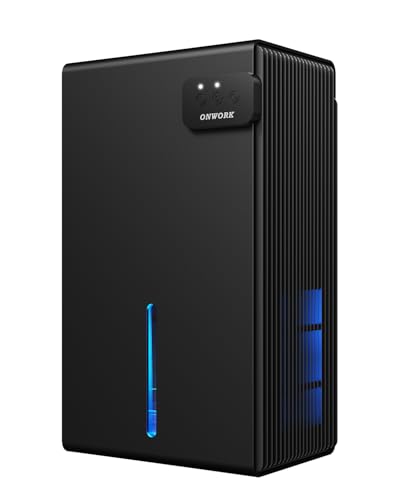 Dehumidifier, 95 OZ Dehumidifiers for Home (800 sq.ft), Quiet Small Dehumidifiers for Bedroom Bathroom Basements Closet RV, Auto Shut Off, Two Working Models and 7 Colors LED（Black）