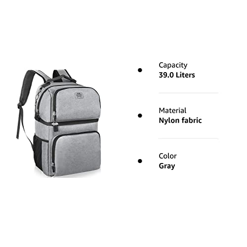 Insulated Cooler Backpack - Double Deck Leakproof Spacious Lightweight Soft Cooler Backpack Cooler For Working/Travel/Hiking/Beach(Gray, 39Cans) #TOP7