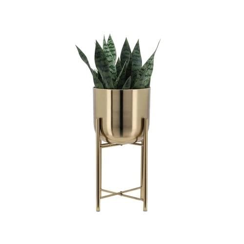 Image of Bee Creative Metal Floor Plant Pot Set of 3 Ideal for Indoor Outdoor Home Decor Round Planter with Metal Plant Stand