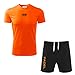 ZENA Kit Padel T-Shirt Pantaloncino, Maglia Padel Tecnica Elasticizzata Traspirante Dry Fit per Allenamento, Abbigliamento Padel Uomo, Tinta Unita, Kit Action (L, Arancione)