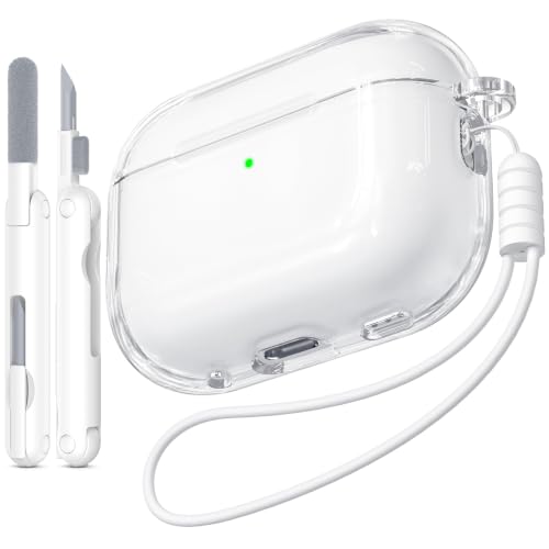 Inesore for AirPods Pro 3 Hülle (2025) Transparent Shockproof TPU Case Compatible with Air Pod Pro 3 Generation with Cleaning Kit and Keyring(White)