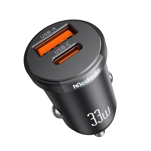 【超小型】Mcdodo シガーソケット 33W USB-C & USB-A 2ポート 急速充電 PD3.0/FCP/SCP/AFC/QC3.0対応 iPhone/Xperia/Galaxy/Xiaomi/Huaweiなどに対応 12V/24V車対応 LED