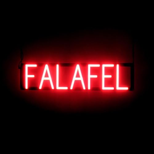 Image of SpellBrite LED Neon FALAFEL Sign for Business - Red, 26 inch x 6 inch | Ultra-Bright Click-Together Signage for Restaurants, with Visibility from 500 Feet - 8 Animations, 6 Brightness Settings