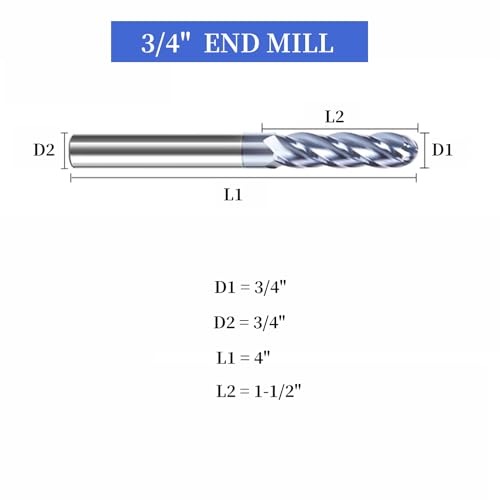 Image of 3Pcs Carbide Ball Nose CNC Router Bits 3 /4 inch Cutting Diameter Milling Tool HRC45, 3 /4 inch Shank UpCut Spiral End Mill (3 /4 3pcs)