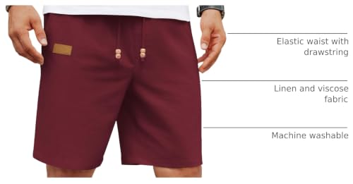 Image of COOFANDY Mens Casual Linen Shorts Elastic Waist Drawstring Loose Fit Summer Beach Vacation Shorts with Pockets