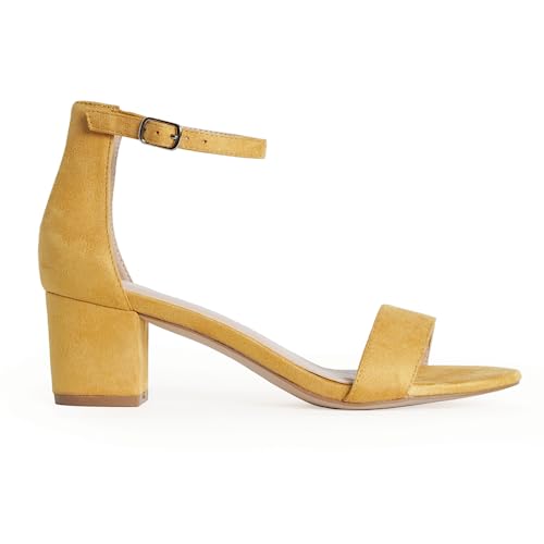 Image of J. Adams Daisy Heeled Sandals - Ankle Strap Low Block, Open Toe Dress Pumps, Chunky Heels - Dressy Shoes for Women - Bridal, Wedding, Summer Sandals