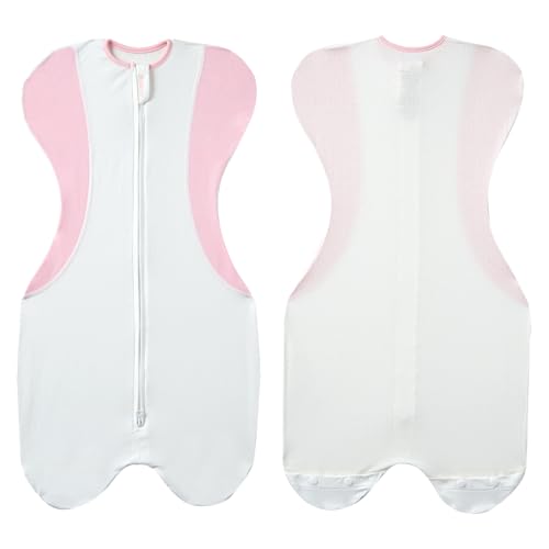 Image of KIDIRA Swaddle for Newborns, Baby Swaddles 0-3 Months 5-13lb Breathable Fabric Design, Arms Up Swaddle 0-3 Months Newborn, Promotes Healthy Hip Development, 2-Way Zipper&Foot Buttons, 1Pack, Pink