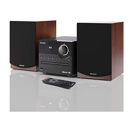 Sharp XL-B512(BR) Microcadena Sound System Estereo con Radio FM, Bluetooth v5.0, CD-MP3, reproducción USB, Altavoces de Madera y 45W Color Marron