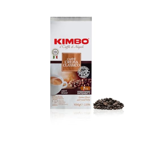 Kimbo Dolce Crema Whole Coffee Beans, Light Roast, 1kg Bag