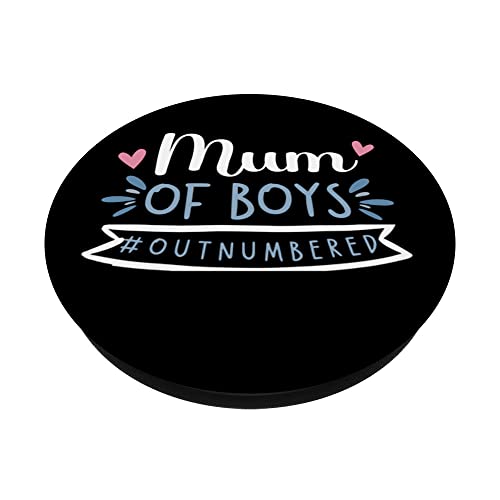 Mum Of Boys Outnumbered Funny Mother's Day Mummy Of Boys PopSockets Swappable PopGrip, Black - Image 2