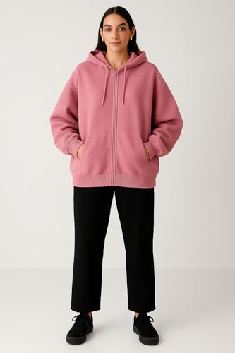 Image of ADBUCKS Women's Oversized Winter Jacket Sweatshirts Casual Drawstring Clothes Zip Up Hoodie with Front Pocket Ii Womens Hoodies Ii