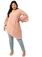 theRebelinme Plus Size Women's Rose Solid Color Layered Longline Top(XXXXXXL)