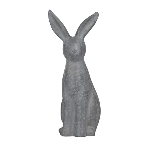 Deco 79 Polystone Rabbit Decorative Garden Sculpture Indoor Outdoor Garden Statue, Outdoor Sculpture 7" x 8" x 20", Gray
