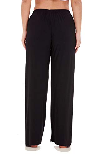 Apparel Ladies Women Trouser Elasticated Wide Leg High Waist ITY Regular Pants Black Red - Image 4