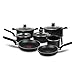T-FAL Bateria de Cocina de 11 piezas Vital Negra con Antiadherente Easy Plus evitará que tus alimentos se peguen al cocinar, ¡Todo lo que necesitas para tu cocina! 226100
