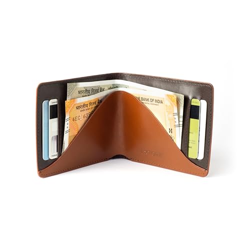 Image of FLAPFOLD Slim Minimalist Premium Bifold Leather Wallet (Caramel)