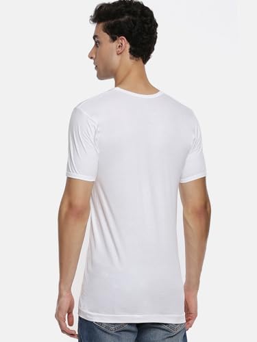 Image of RAMRAJ COTTON Men White Round Neck Half Sleeve Fine Cotton Vest /Banian | Moisture Absorbant & Super Soft Fabric