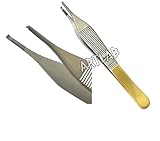 Premium German Stainless Tungsten Carbide TIP ADSON Forceps Tissue 1X2 Teeth ADSON Brown Forceps ADSON Dressing Forceps 4.75' Veterinary Instruments (ADSON FORCEP 1X2 Teeth)
