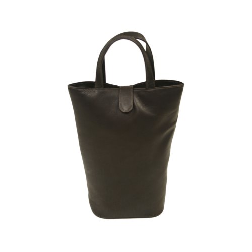 Piel Leather Doulbe Wine Tote, Chocolate, One Size