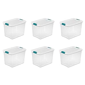 Sterilite 25 Qt./24 L Latching Box Clears, Quart, White, 6 Piece