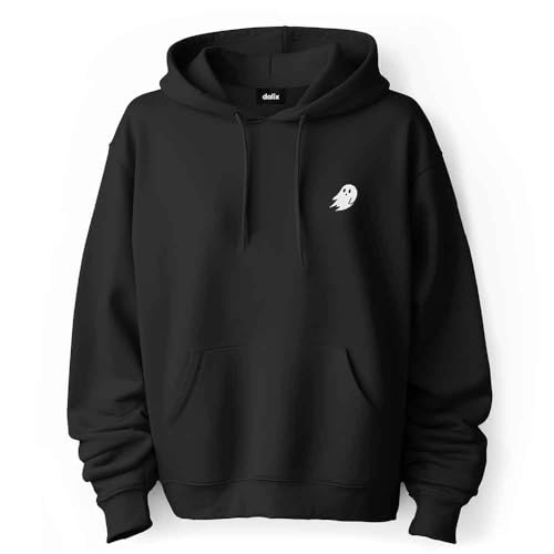 DALIX Embroidered Ghost Hoodie Soft Fleece Hood Sweatshirt Mens
