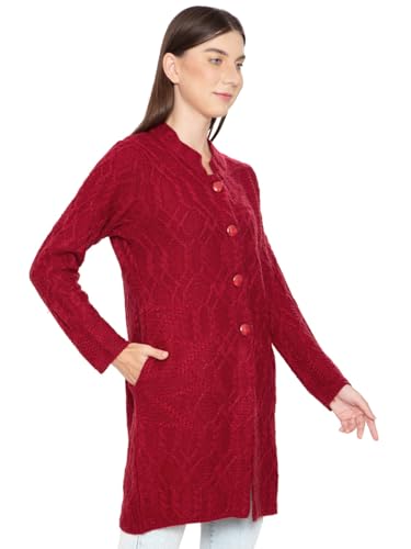 Image of HAUTEMODA Women's Wool Banded Collar Cardigan