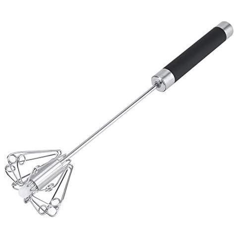 Fdit Rotatable Stainless Steel Kitchen Mixer Balloon Egg Beater Whisk for Whipping Manual Milk Cream Whisk Stirring Egg Tools Cover