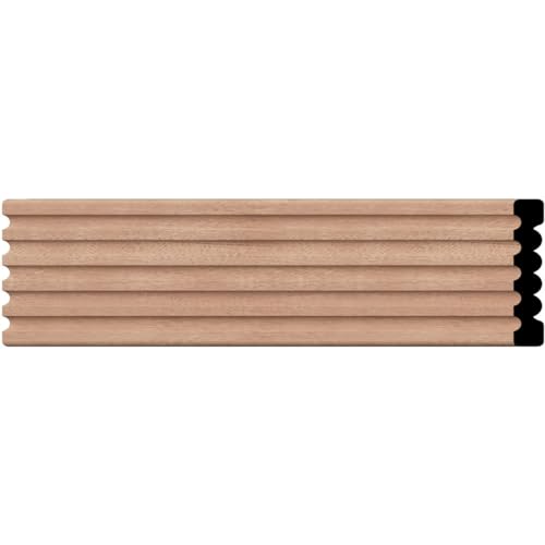 WM338 - Americraft Fluted or Reeded Reversible Solid Hardwood Moulding, 9/16"D x 3 3/8"W x 96"L, Stain Grade Sapele Mahogany by Ekena Millwork - Used condition - US$57.10