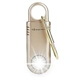 135dB Rechargeable Personal Safety Alarm Built-in Ultra-Bright Torchlight. Non Slip Grip Keychain Emergency SOS Siren for Women, Students, Night Runner. Loud Sound Hiking Bear Alerts with Hook. Gold