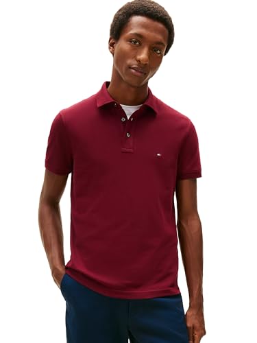Image of Tommy Hilfiger Men's Short Sleeve Polo Shirts in Slim Fit with Stretch and Organic Pique Cotton