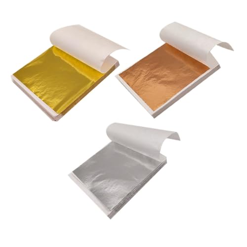 WEKAMOS 300 hojas Láminas de Pan para Manualidades y Arte Papel Dorado para Decoración de Muebles y Proyectos DIY Incluye Plata