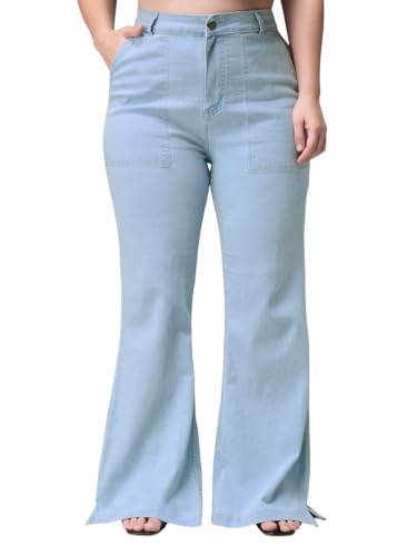 Image of Miss Chase A+ Women's High Rise Regular-Length Stretchable Denim Wide-Leg Shaping Jeans