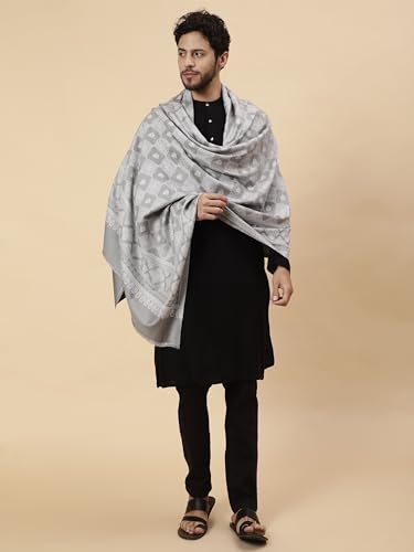 tweedle Men’s Ethnic Barfi Design Shawl/Stole, Soft, Reversible Wrap for Gents (40 x 80 Inches)