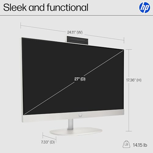 Image of HP 27 inch FHD Touchscreen 2TB Mega Storage All-in-One Desktop Computer, 16GB DDR5 RAM, 3TB Storage (2TB SSD + 1TB External), AMD Ryzen 5 7520U Processor, WiFi6, Wireless Keyboard & Mouse, Windows 11