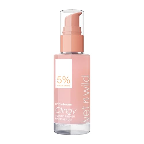 Wet n Wild Prime Focus Clingy Serum Primer, Locks In Makeup for Up to 16 Hours, Hydrating and Nourishing Formula Infused with Niacinamide and Glycerine for a Brightening Boost