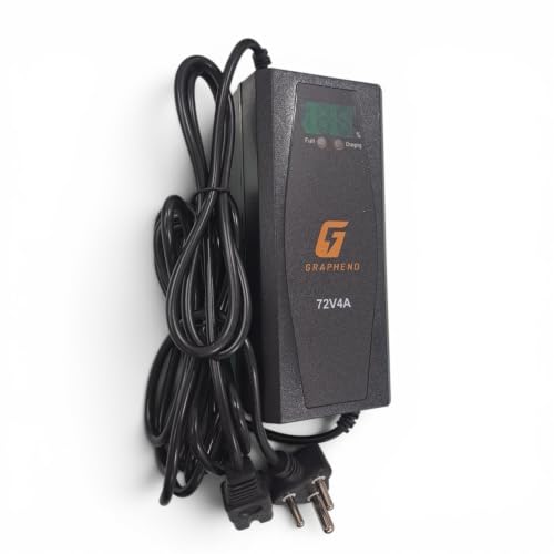 Image of Electric Scooter Charger 72V 4 AMP | GRAPHENO | for Lead Acid and Graphene Batteries | for 6 Battery Scooter | Longest 4 Meter Wire | Fast Charging with Percentage Screen.