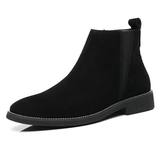 Men's Fashion Side Zipper Suede Leather Chelsea Boots Business Formal Boots Outdoor Casual Busniess Dress Boots Chunky Pointed Toe Ankle Boots For Men