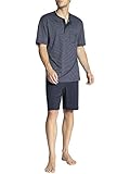 CALIDA Herren Relax Streamline Basic Pyjamaset kurz Zweiteiliger Schlafanzug, Dark Sapphire, 52-54