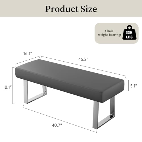 Image of JIEXI 45.3 inch PU Leather Corner Bench Footstool with Heavy Duty Metal Legs