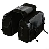 Pendler-Fahrrad-Satteltasche für Gepäckträger | Große Kapazität Segeltuch für Fahrradtasche mit Lederbesatz | Vintage-Stil Fahrradtasche für Radfahren und Reisen (Schwarz)